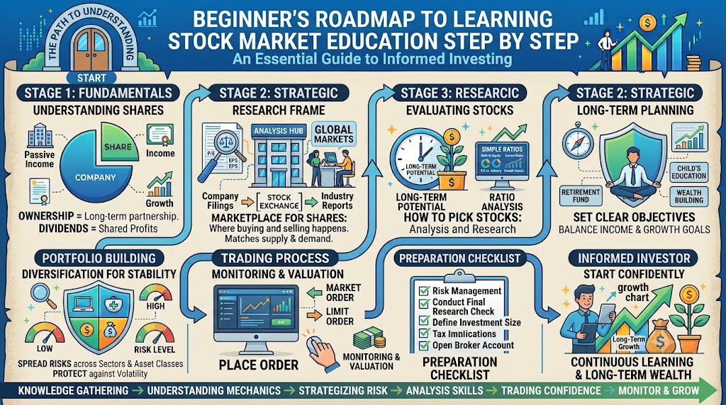 Beginner’s Roadmap to Learning Stock Market Education Step by Step